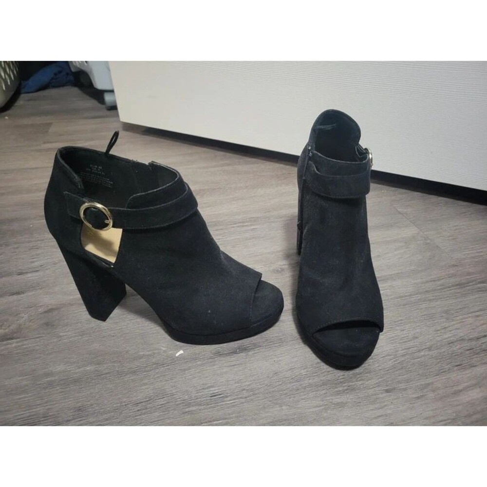 H&M open toe black high heel boots